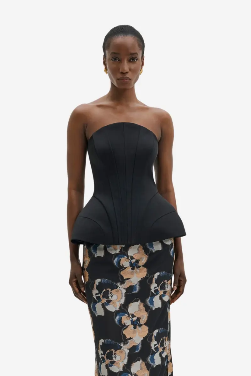 Bellina Sculpted Corset Top Black