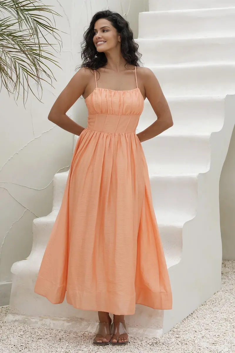 Bernadette Midi Dress Apricot