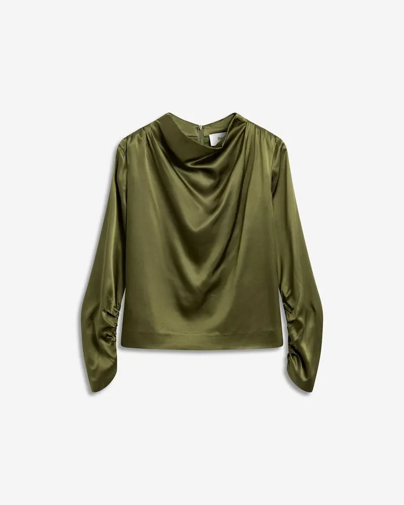 Beverly Satin Top - Moss Green