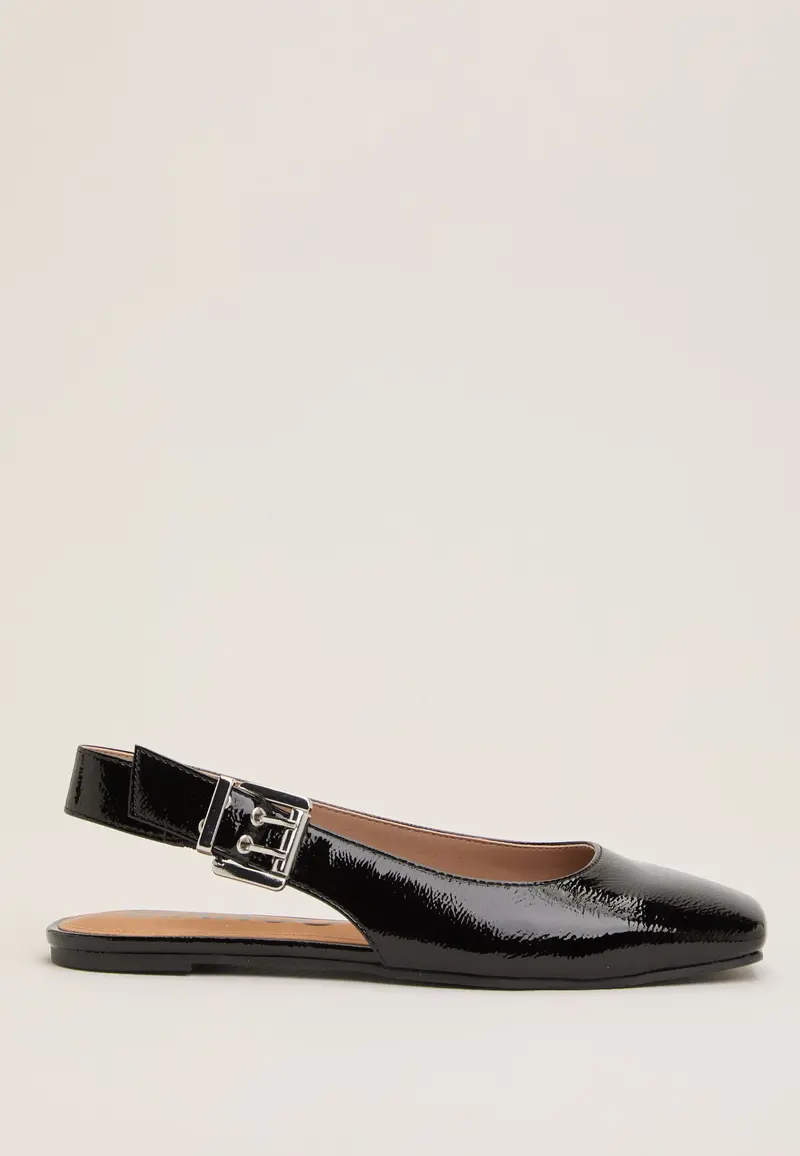 Biarose Karré Flat Buckle Slingback Faux Leather