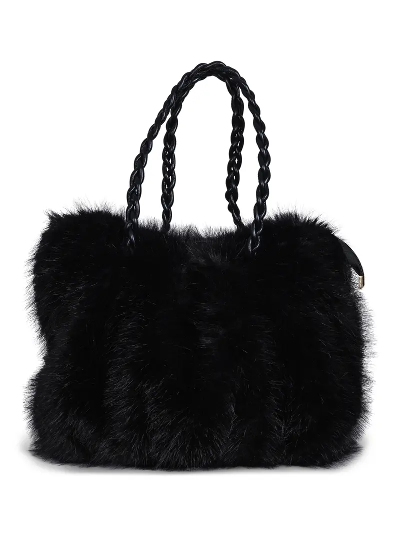 Big faux fur bag Black