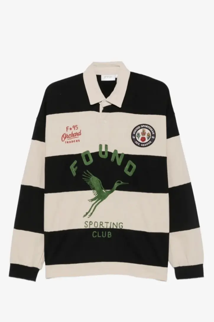 Bird Logo Rugby Shirt Offwhite/Faded Black