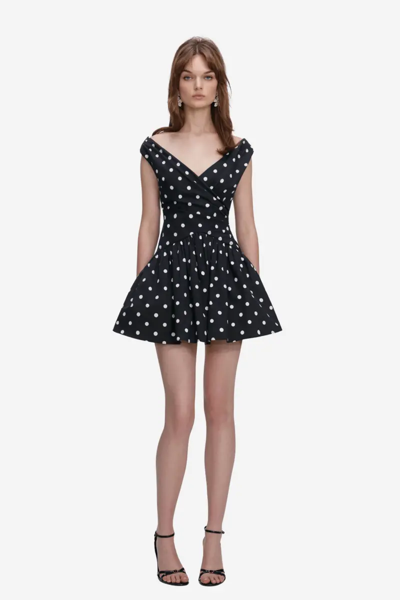 Black Polka Dot Cotton Mini Dress