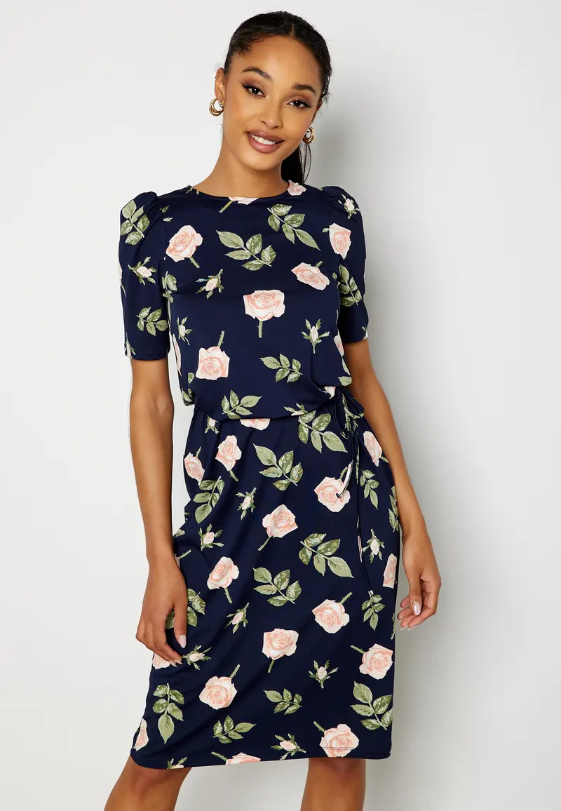 Blenda puff sleeve midi dress