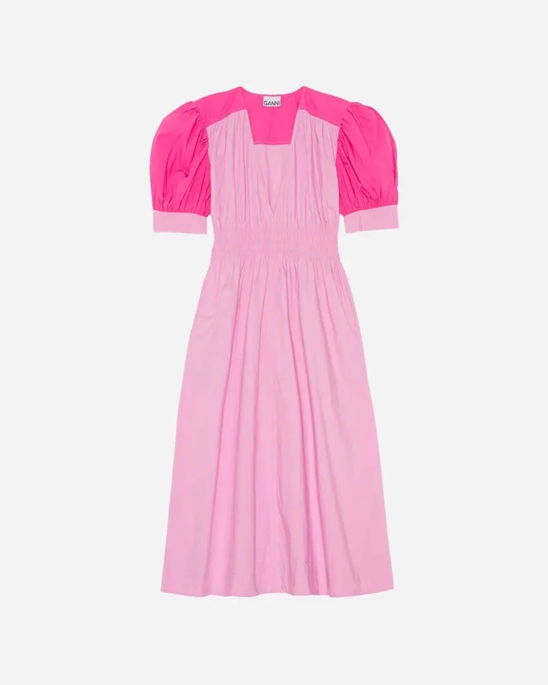 Block Cotton Smock Dress - Phlox Pink