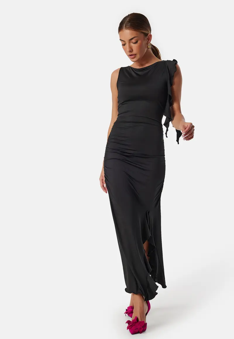 Boat Neck Frill Dress