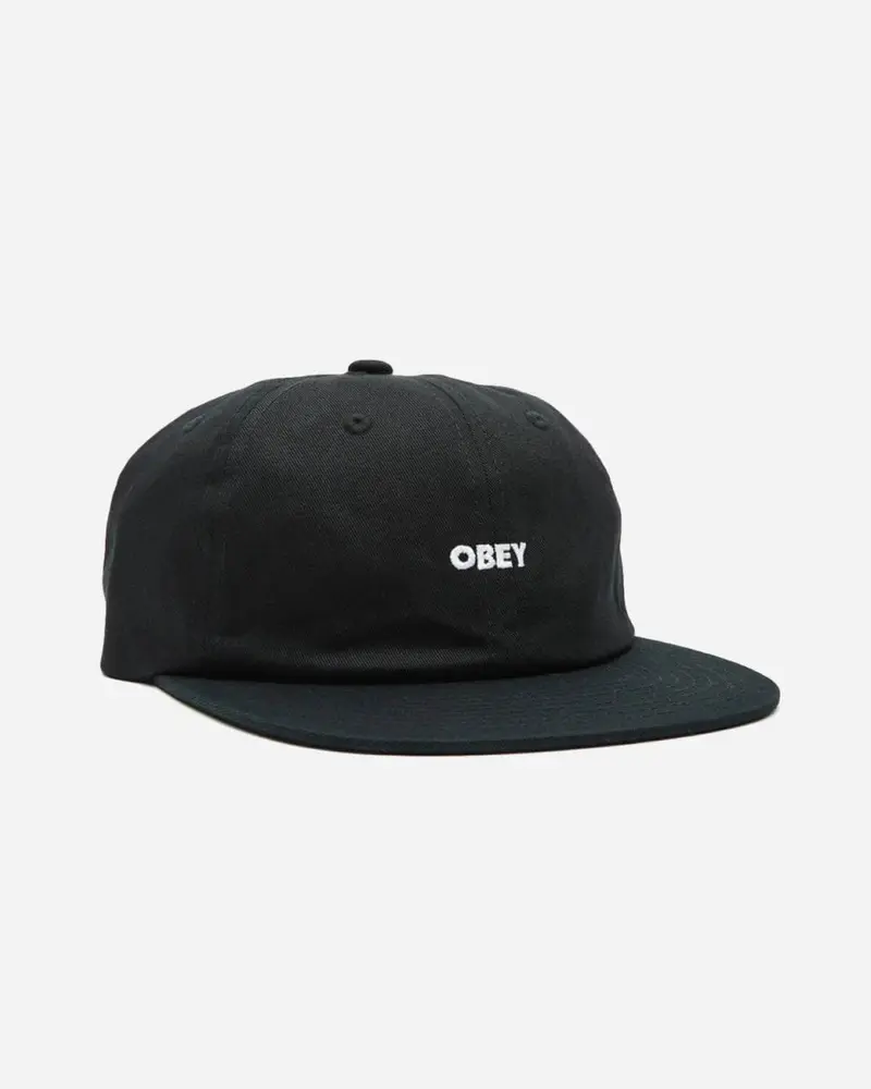 Bold Twill 6 Panel Strapback - Black