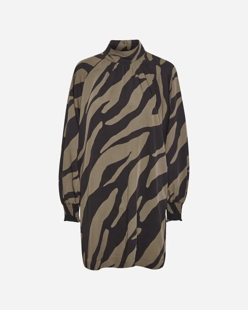 BothildeGZ LS Short Dress - Maxi Zebra Black/Walnut