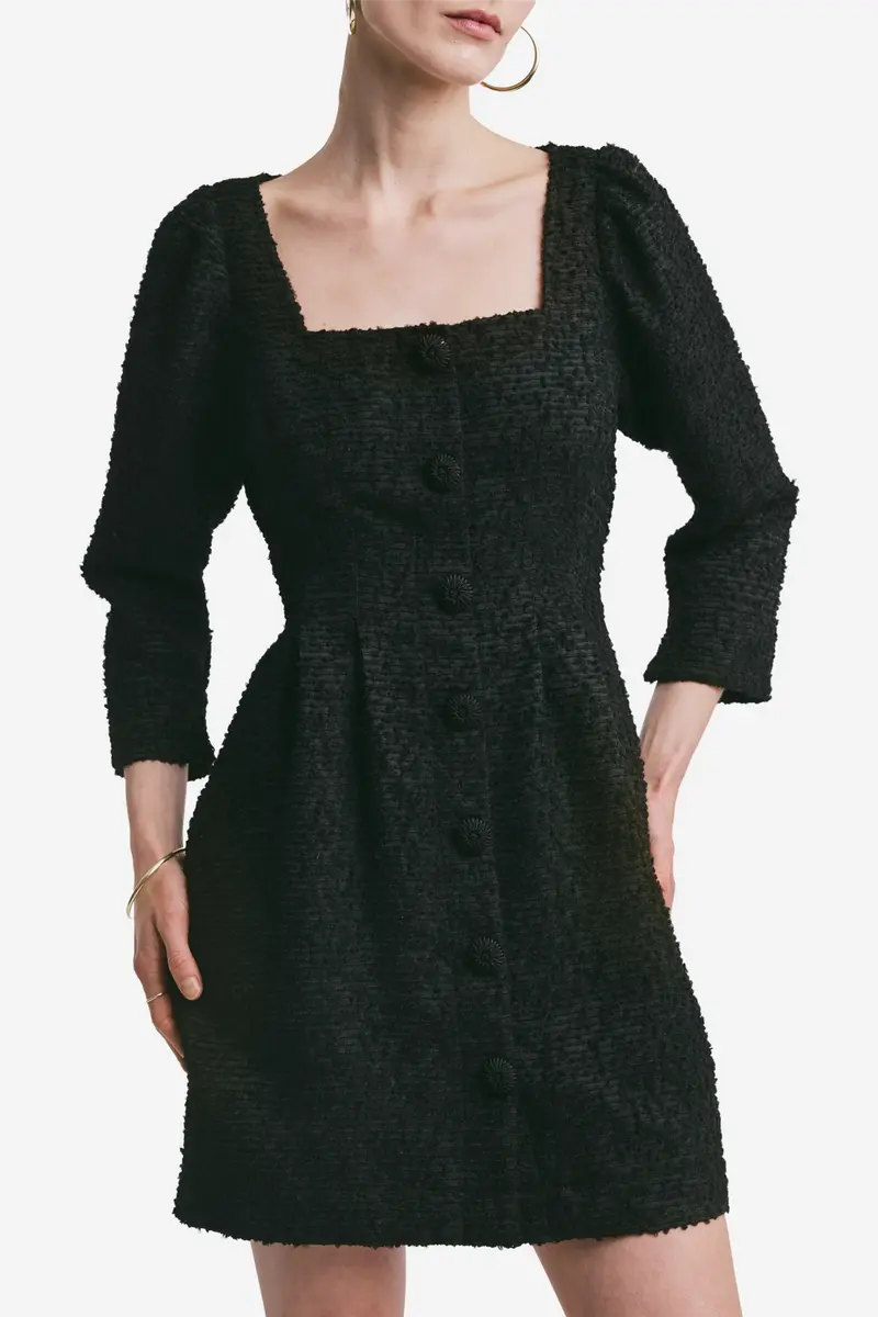 Boucle Mini Dress Black
