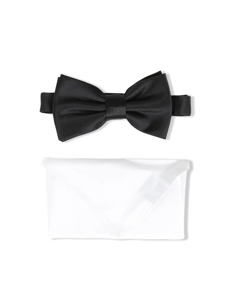 Bowtie Flat End w/Handky Sort/Hvit