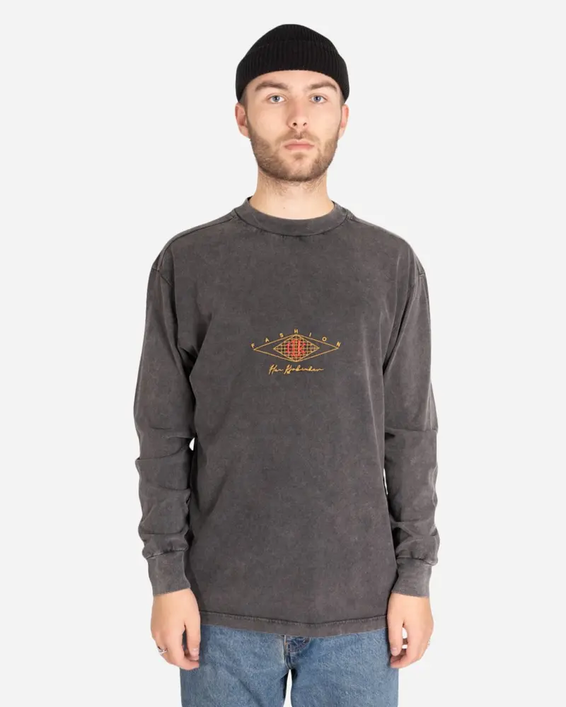 Boxy Long Sleeve Tee - Faded Dark Grey