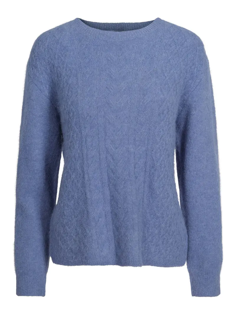 Cable alpaca pullover Dusty Blue