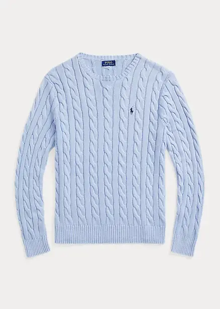 Cable-Knit Cotton Jumper Blue Hyasinth