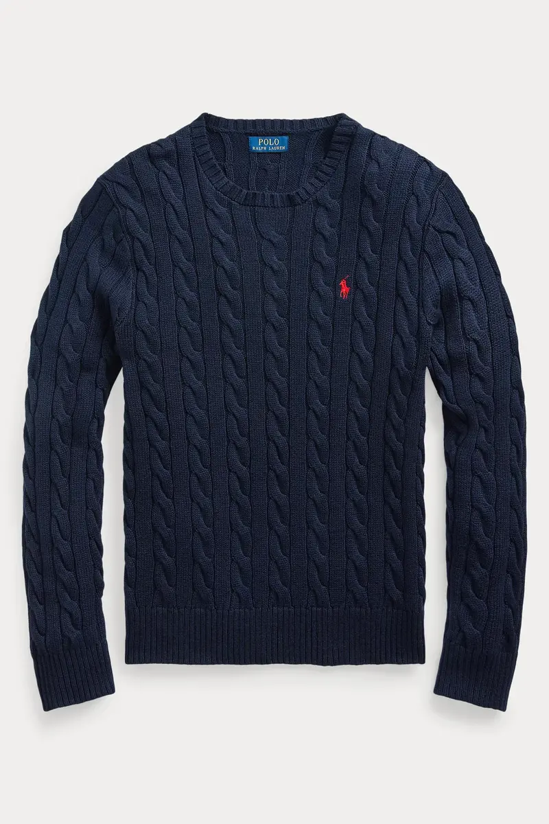 Cable-Knit Cotton Jumper Hunter Navy