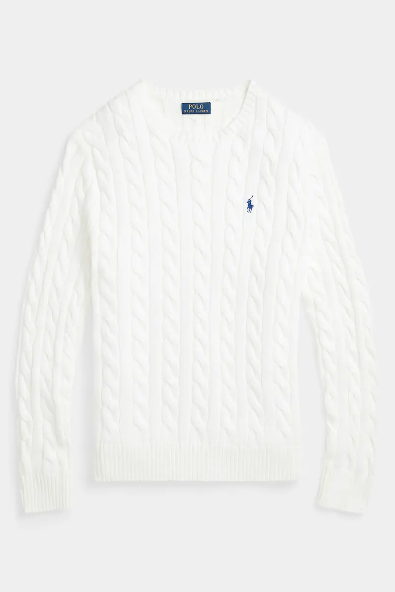 Cable-Knit Cotton Jumper White