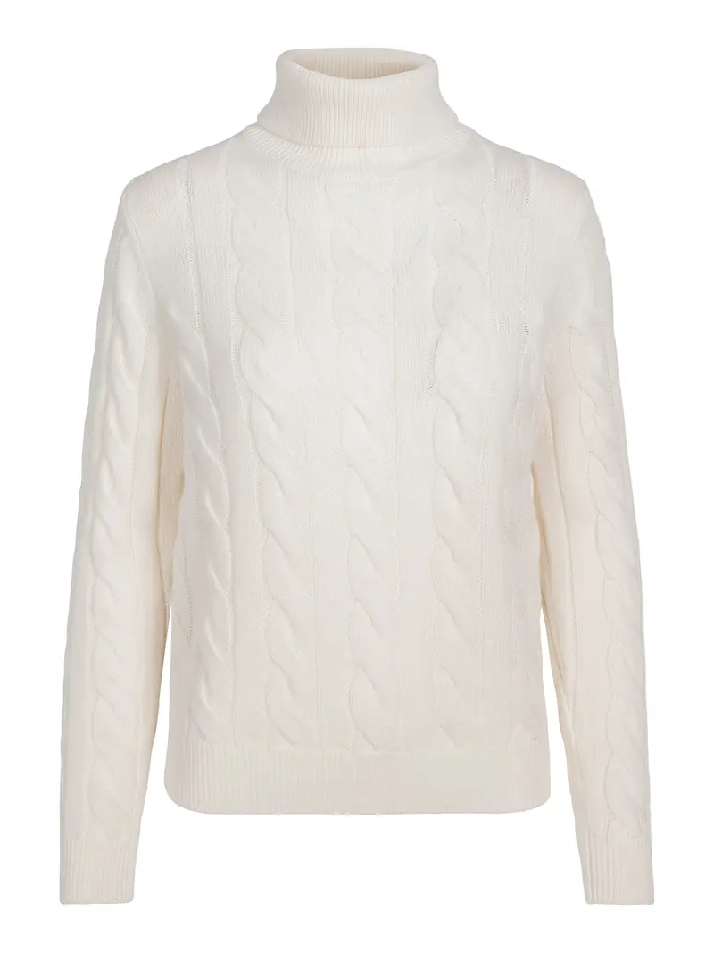 Cable knitted roll neck Krem