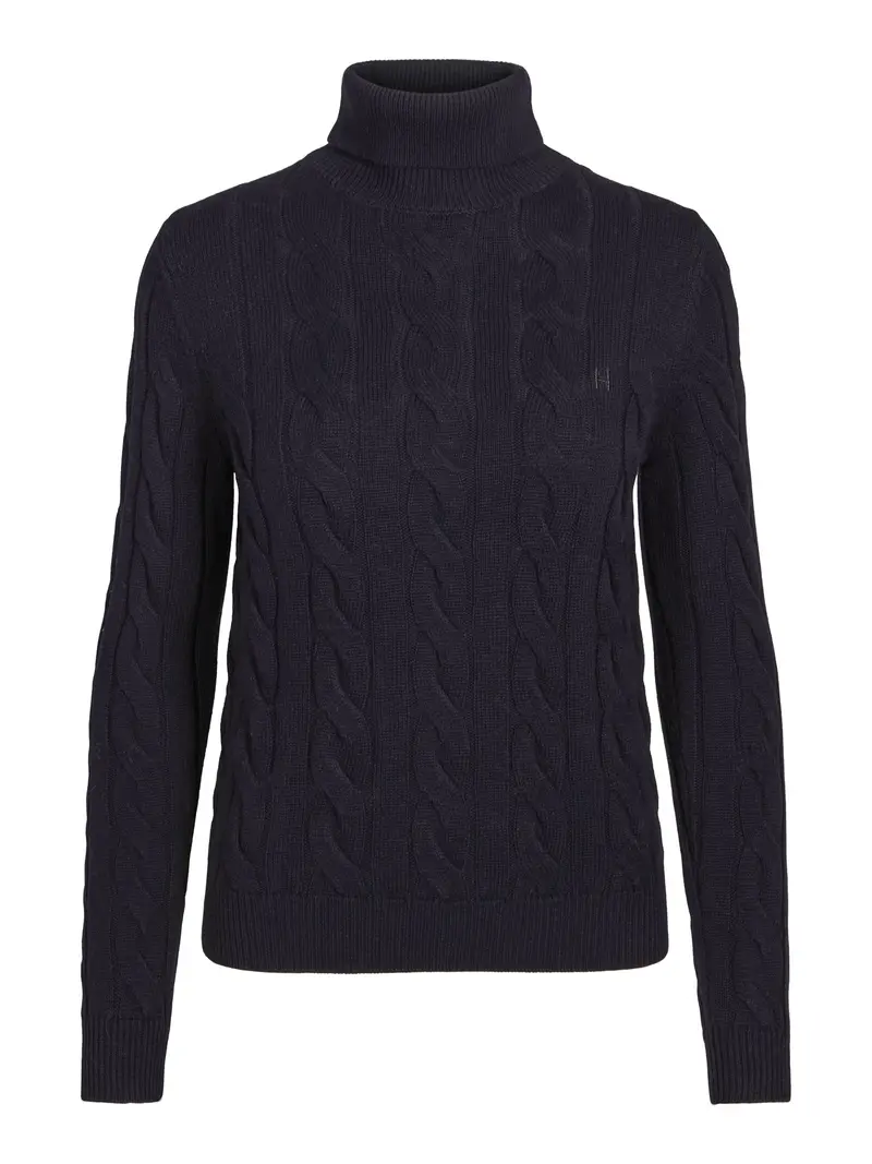 Cable knitted roll neck Marineblå