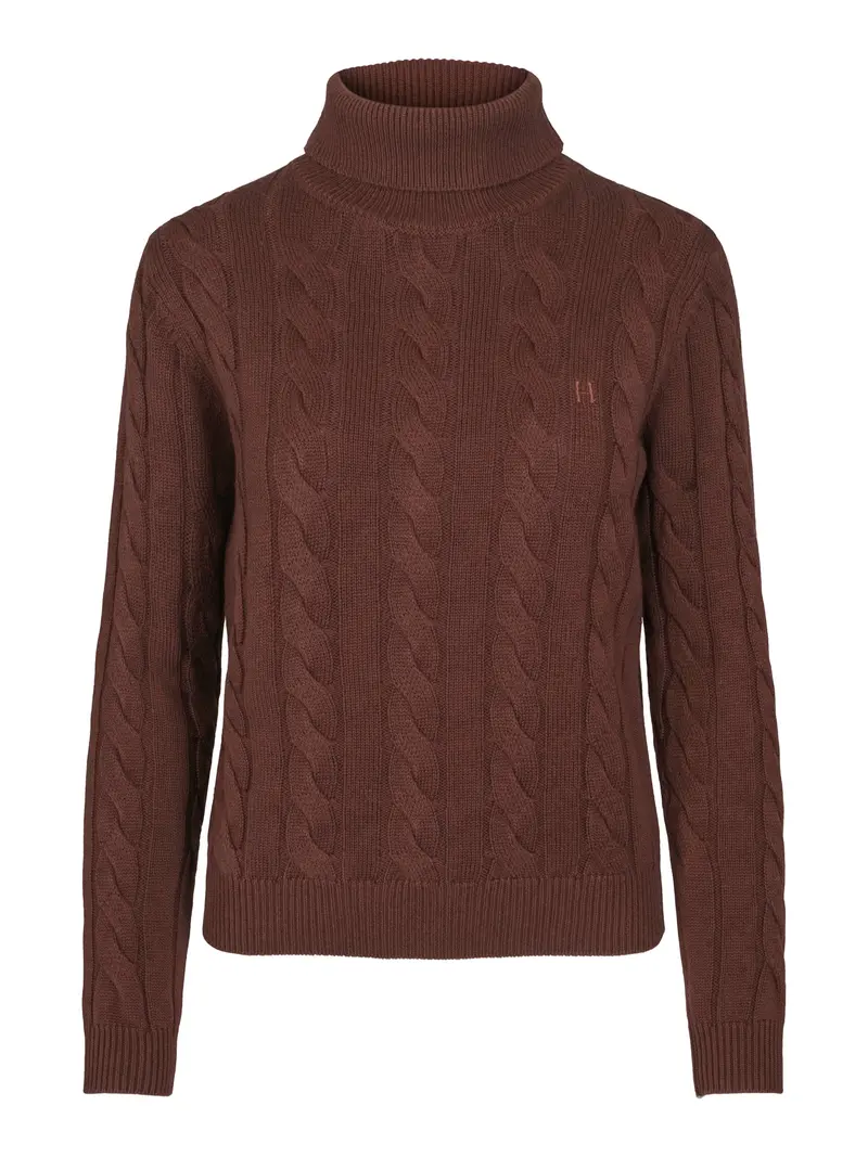Cable roll neck Brown Mel.