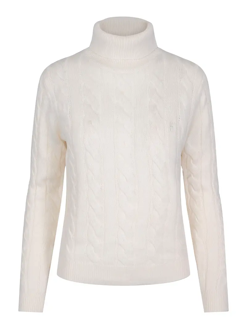 Cable roll neck Creme