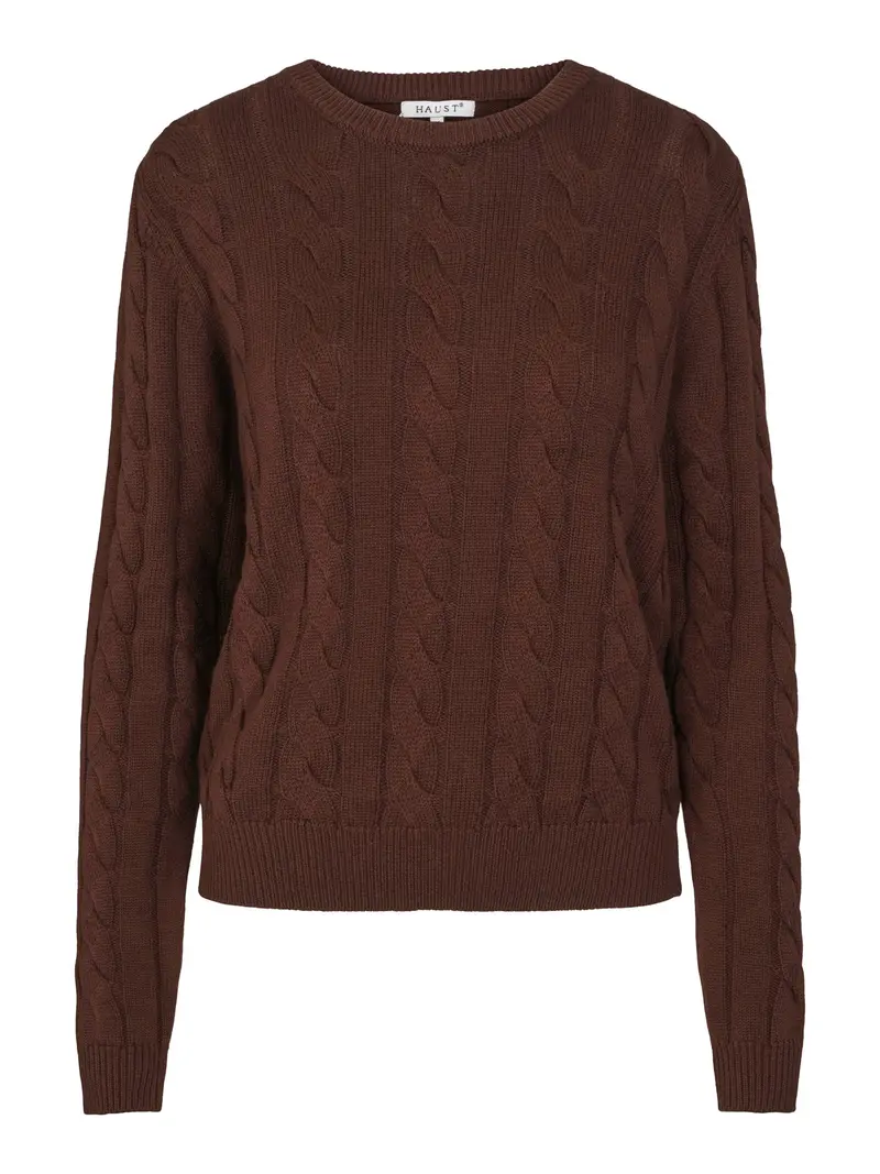 Cable roundneck pullover Brunmelert