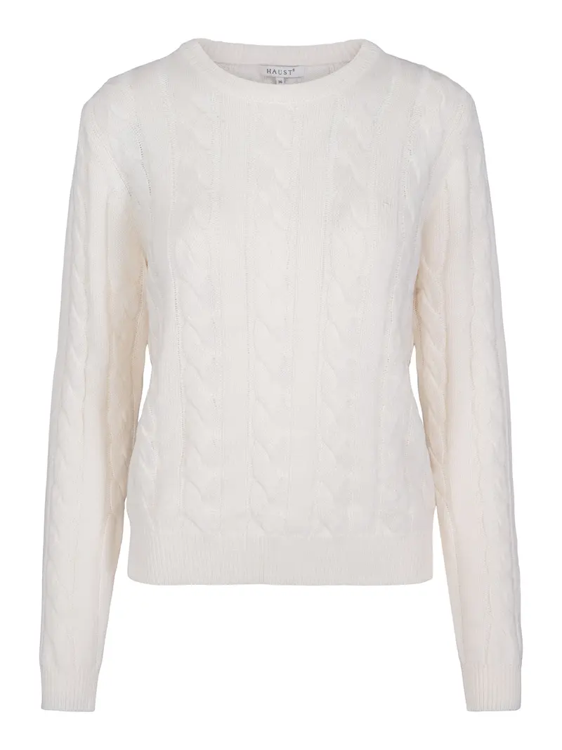 Cable roundneck pullover Krem