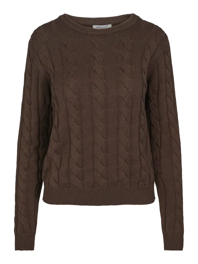 Cable roundneck pullover Olivengrønn
