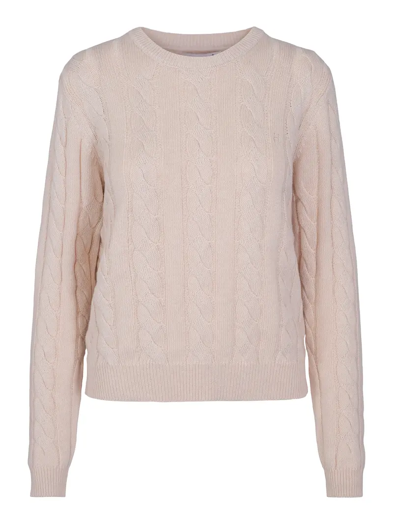 Cable roundneck pullover Sand melert