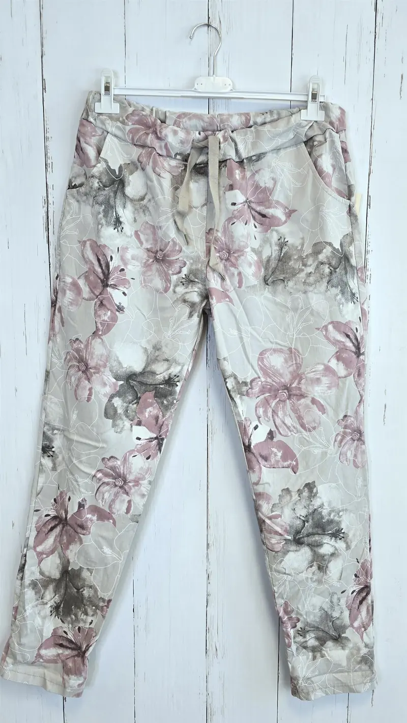 Camile blomsterbukse beige