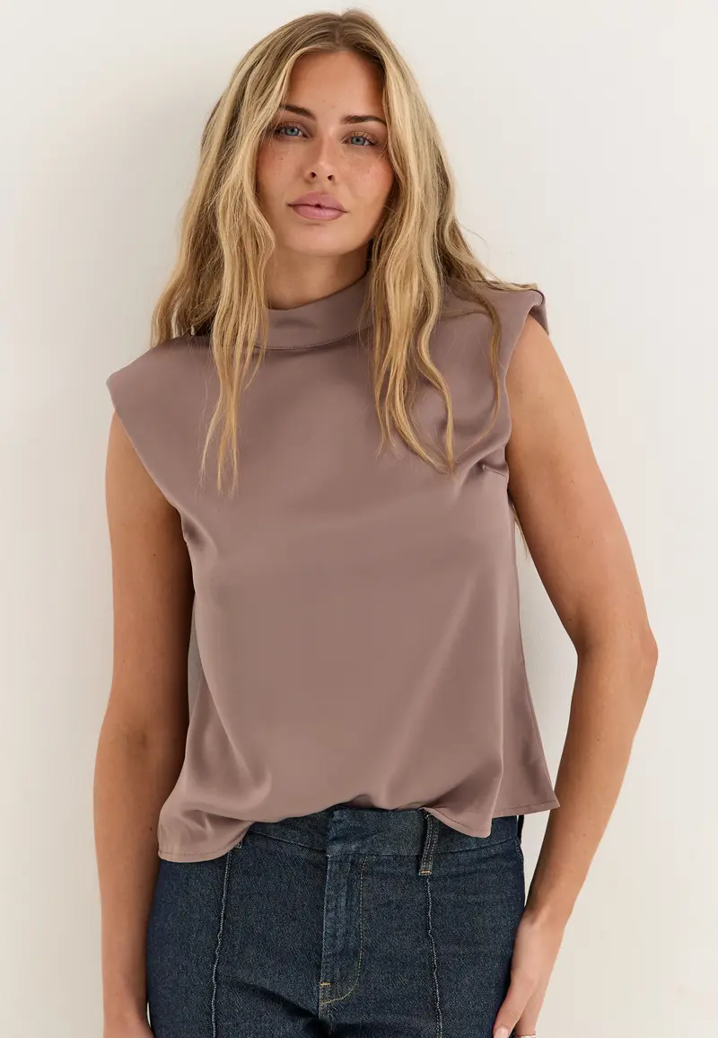 Cap Sleeve Satin Blouse