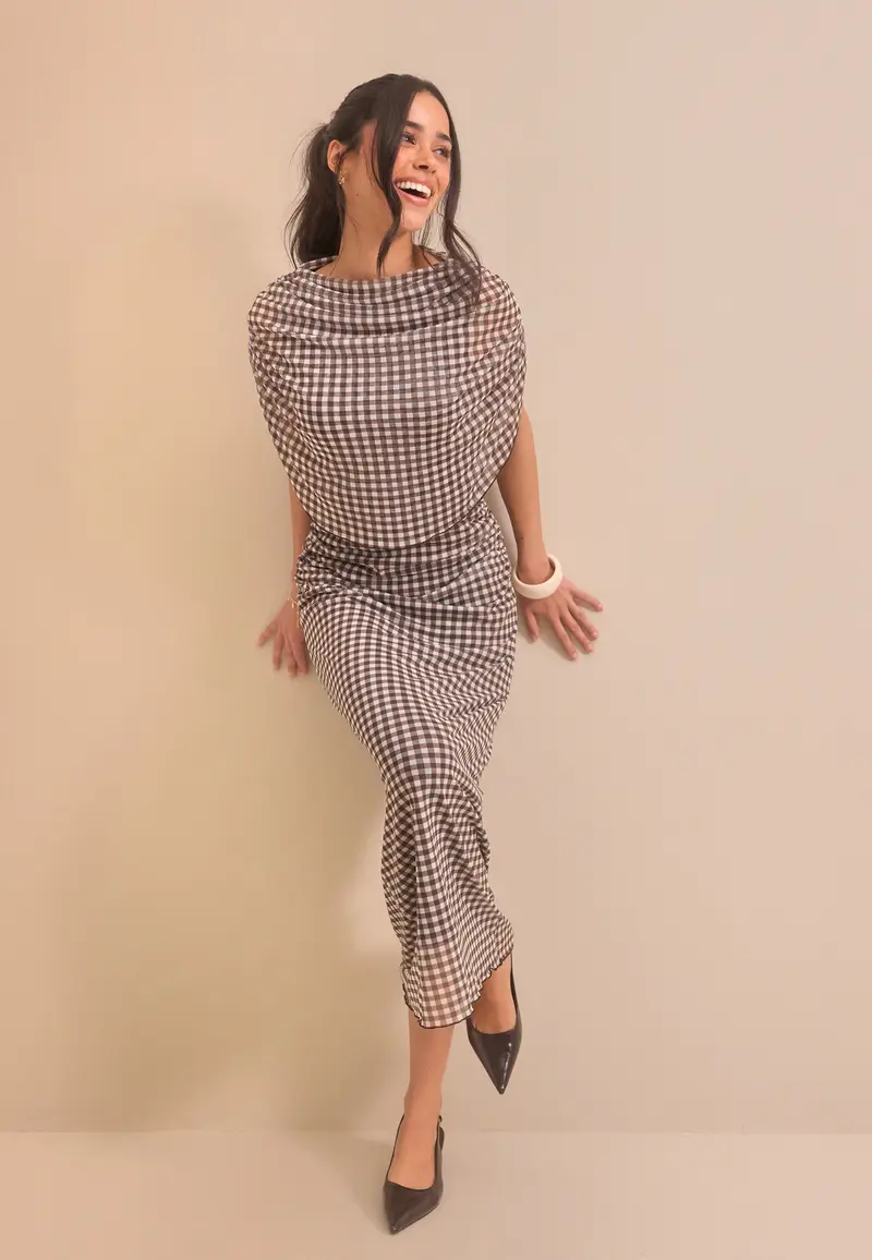 Cape Mesh Ankle Dress