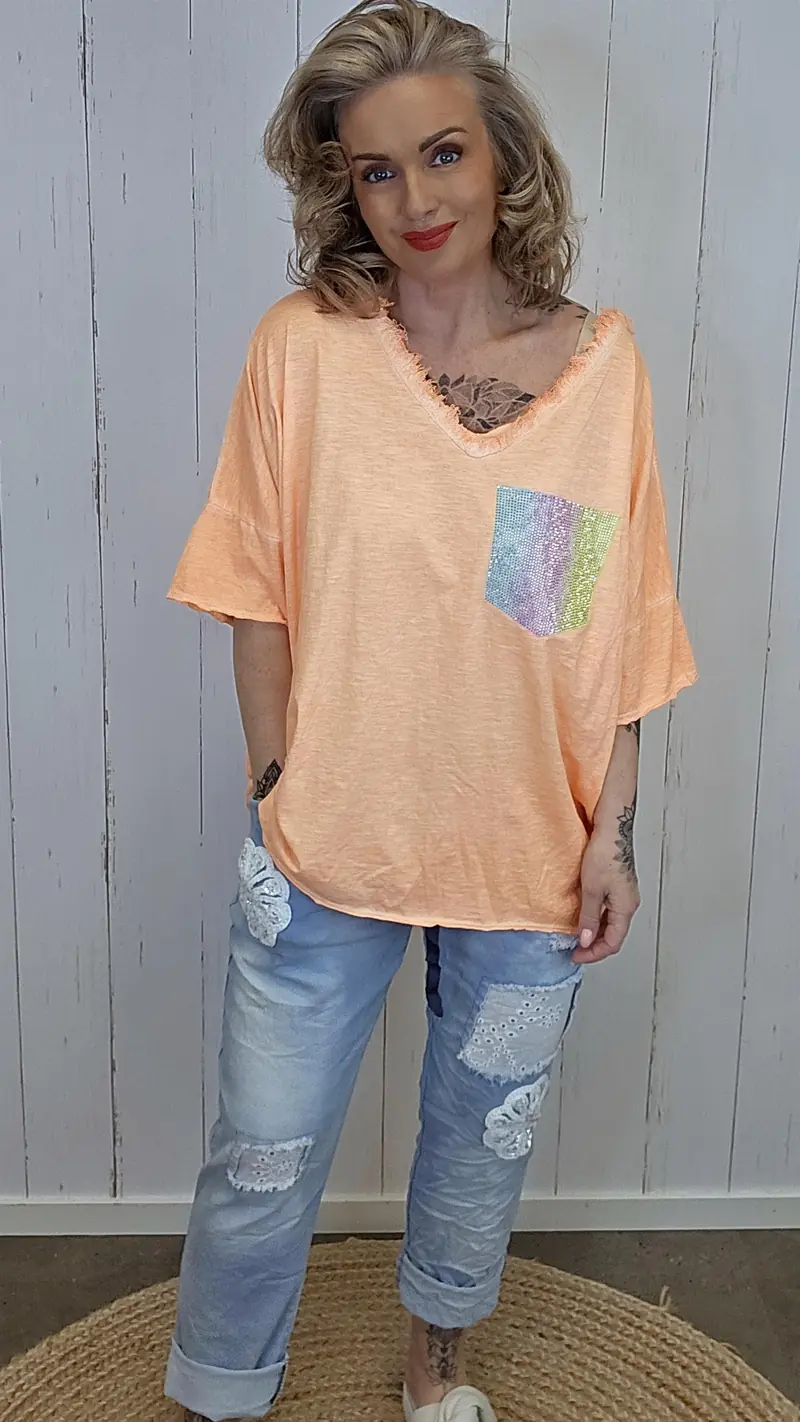 Carla shimmer topp orange