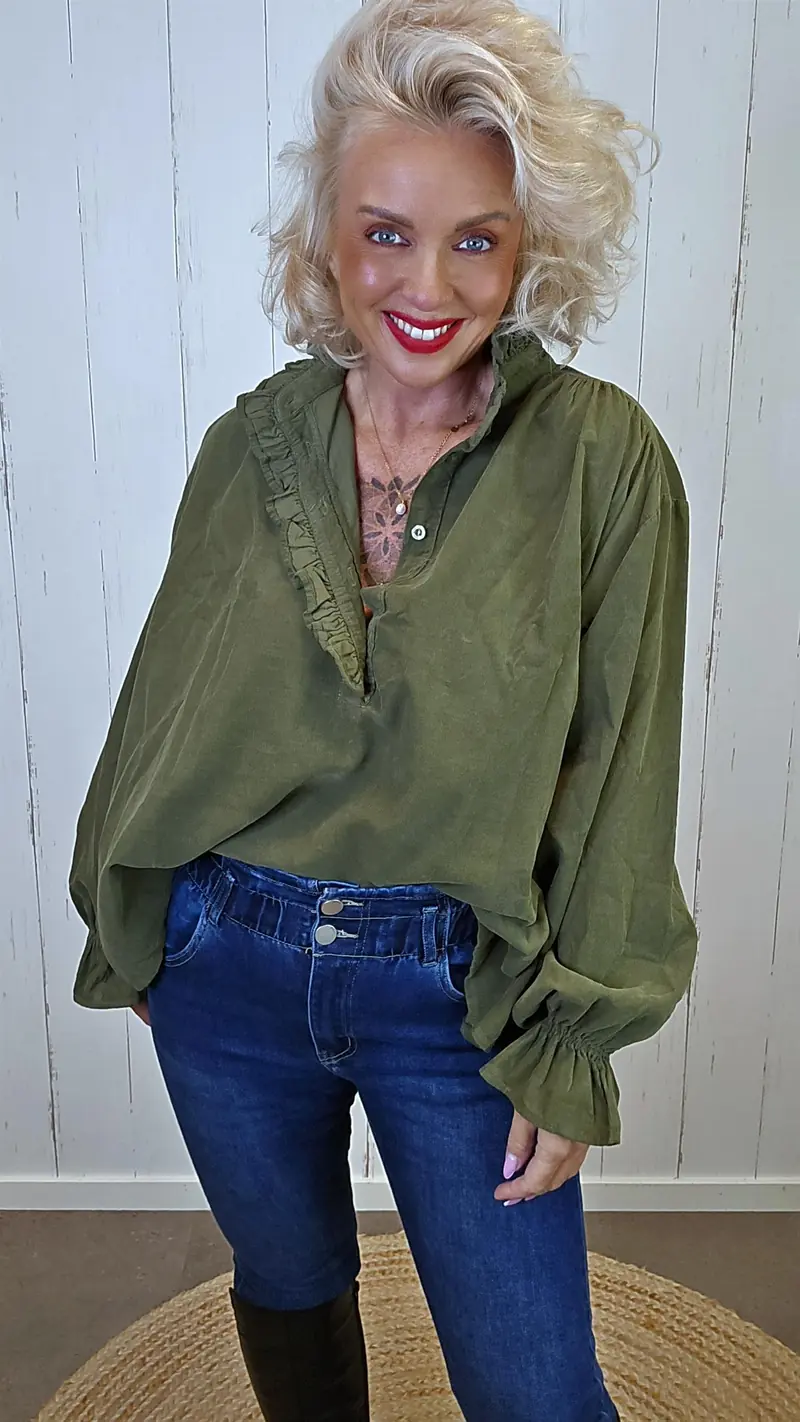 Carmen bluse mosegrønn