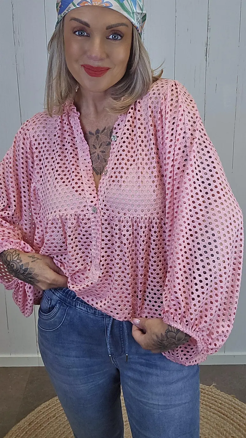 Carmen bluse rosa
