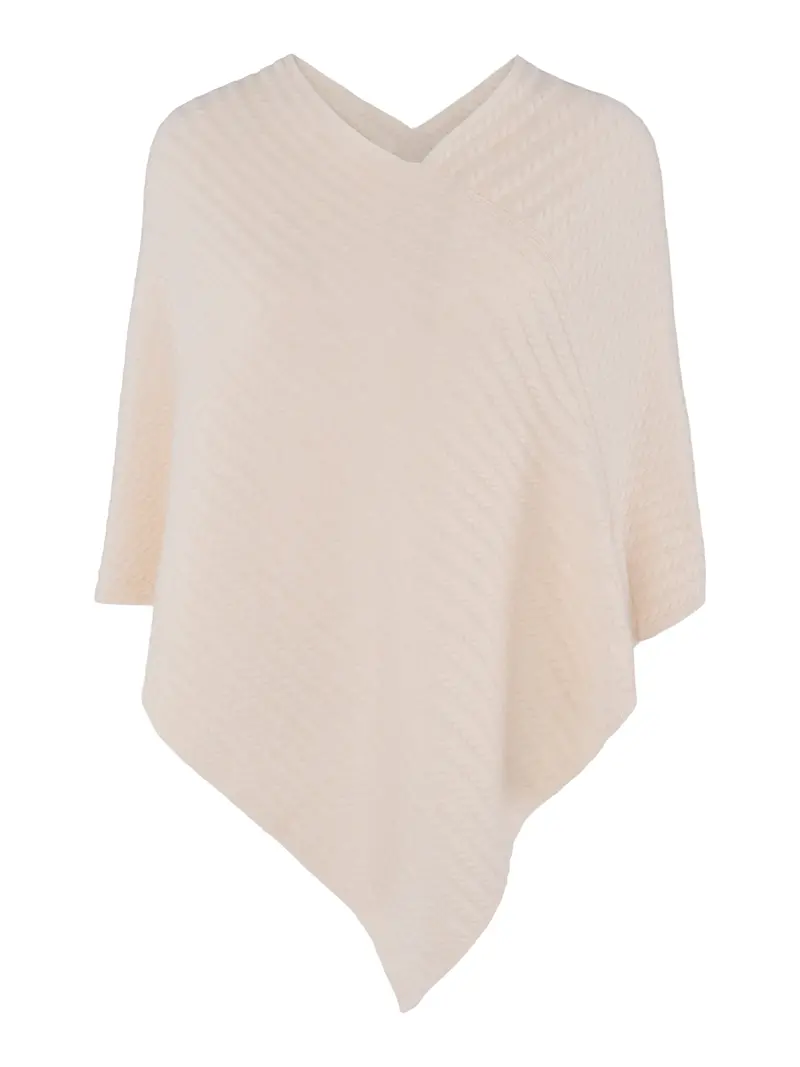 Cashmere cable poncho Krem