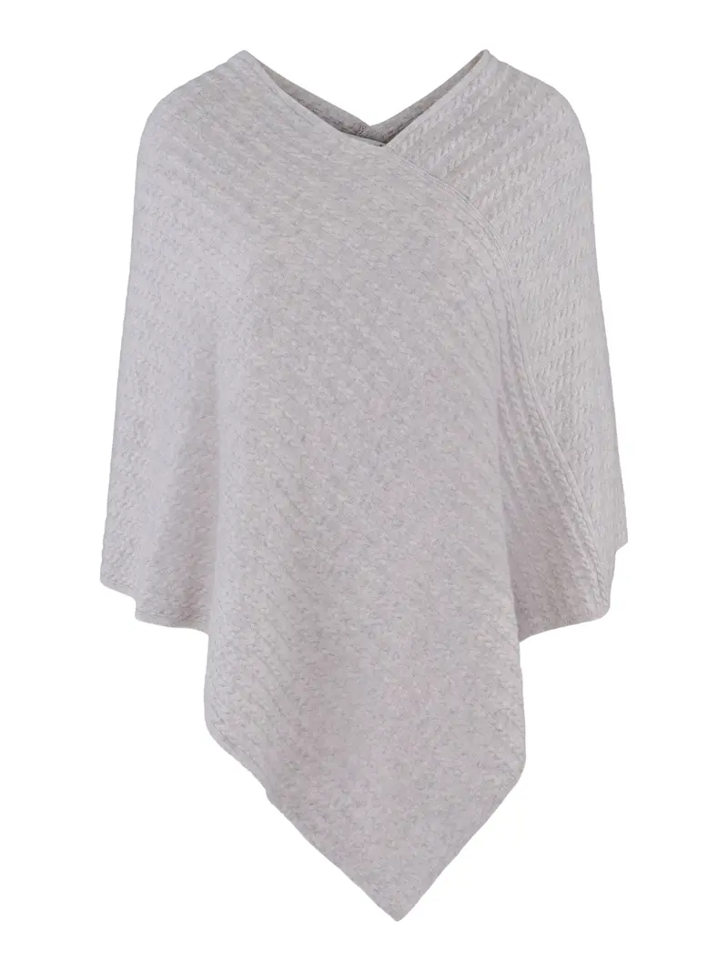 Cashmere cable poncho Lysegrå