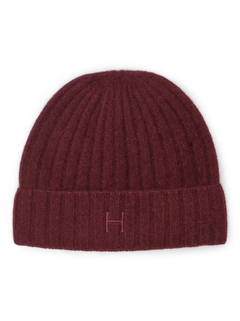 Cashmere rib beanie Deep burgundy