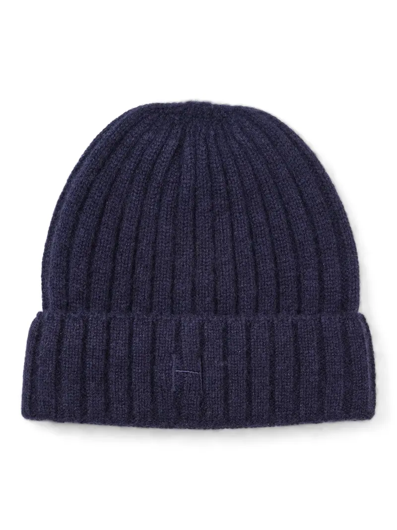 Cashmere rib beanie Marineblå