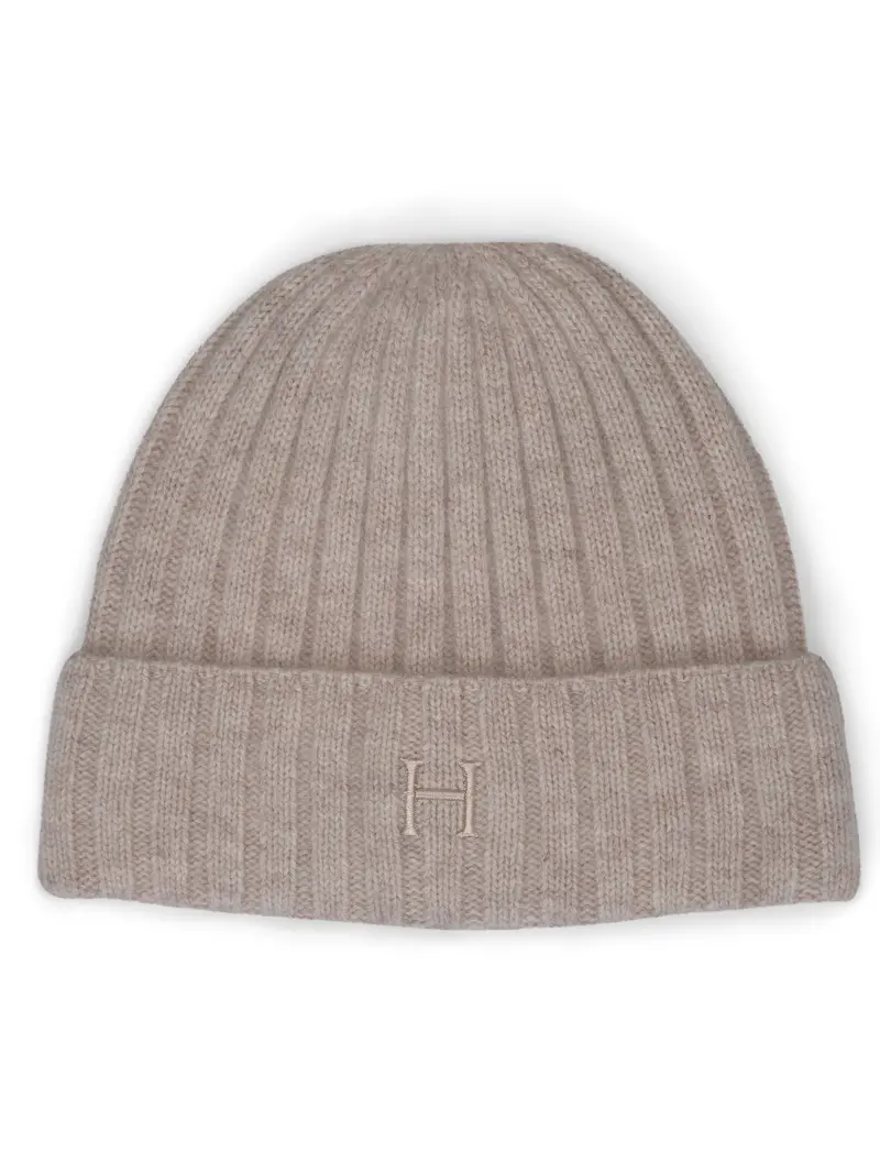 Cashmere rib beanie Sand melert