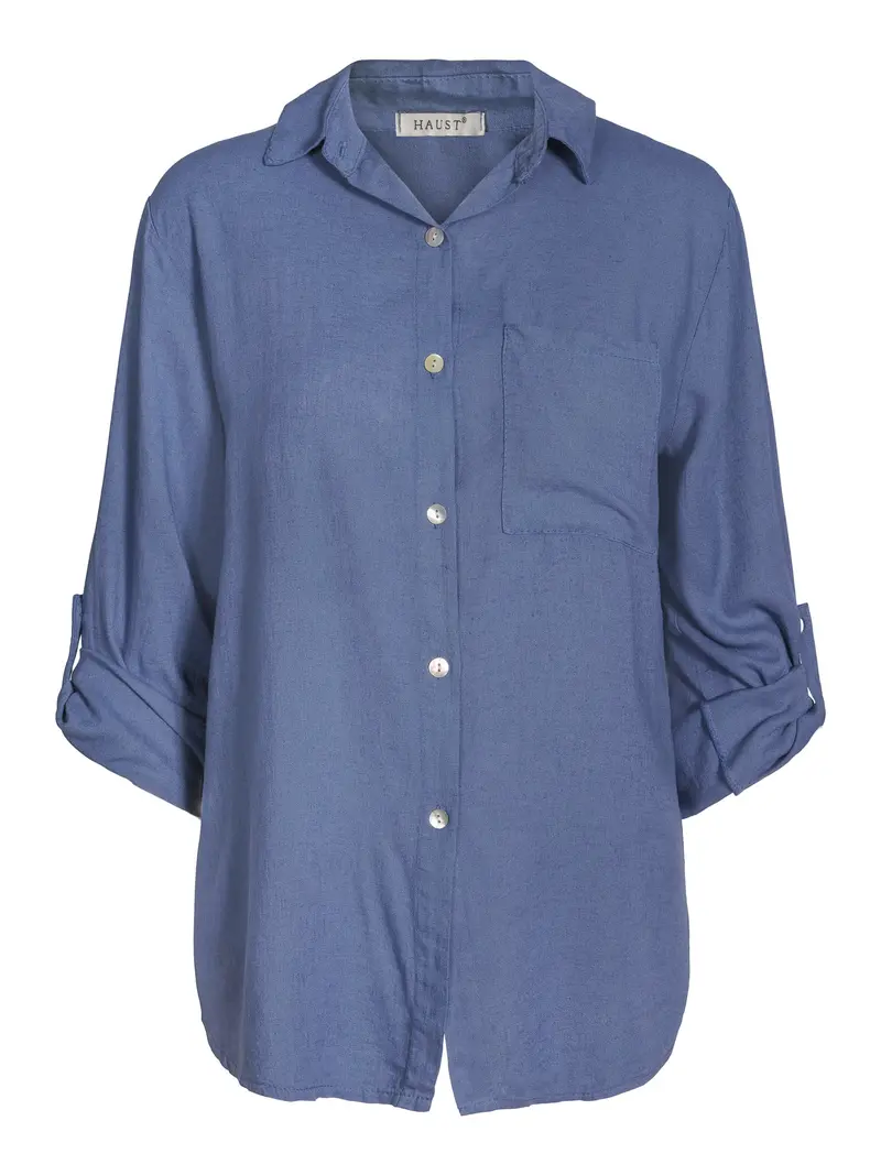 Casual linen shirt Dark Jeans Blue