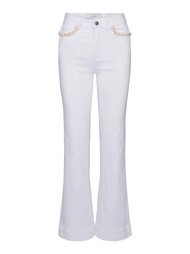 Casual stretch twill trouser w/Ribbon White