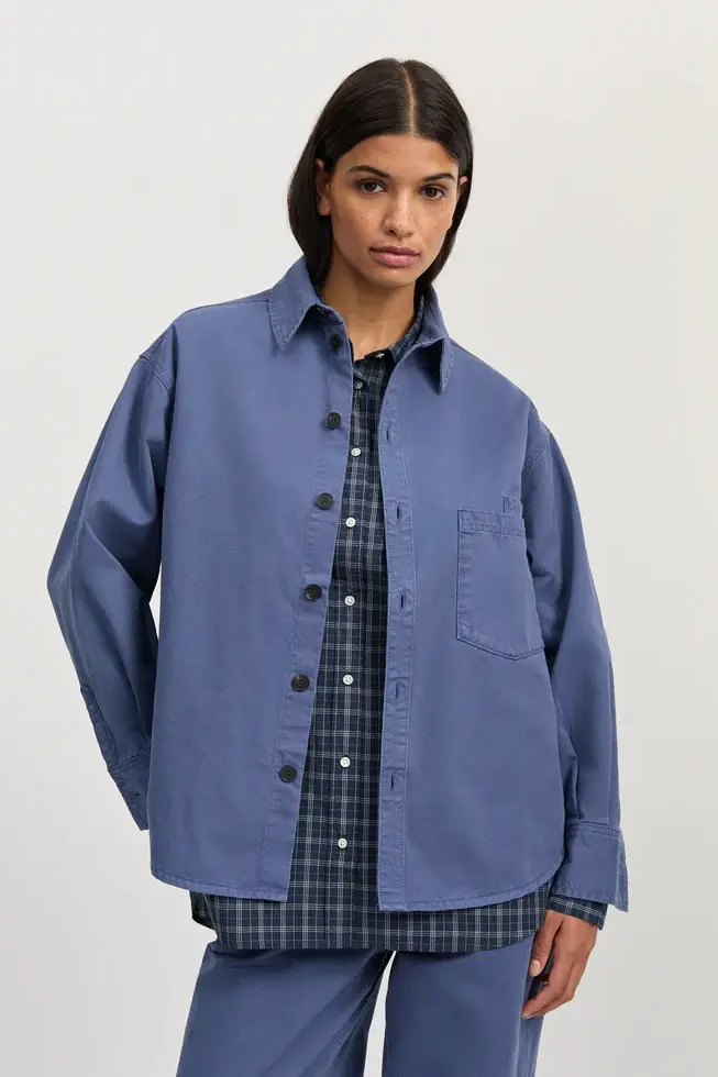 Casy Shirt Cotton Washed French Blue