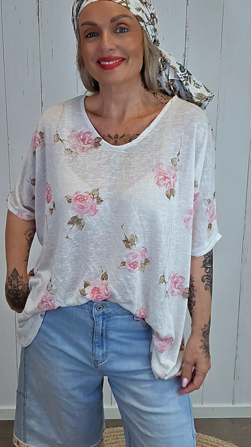 Catty flower oversized topp beige