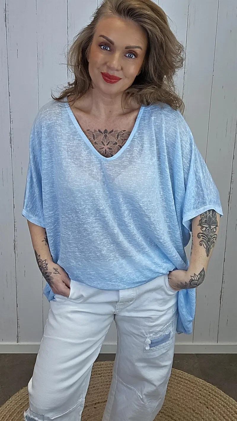 Catty oversized topp himmel blå