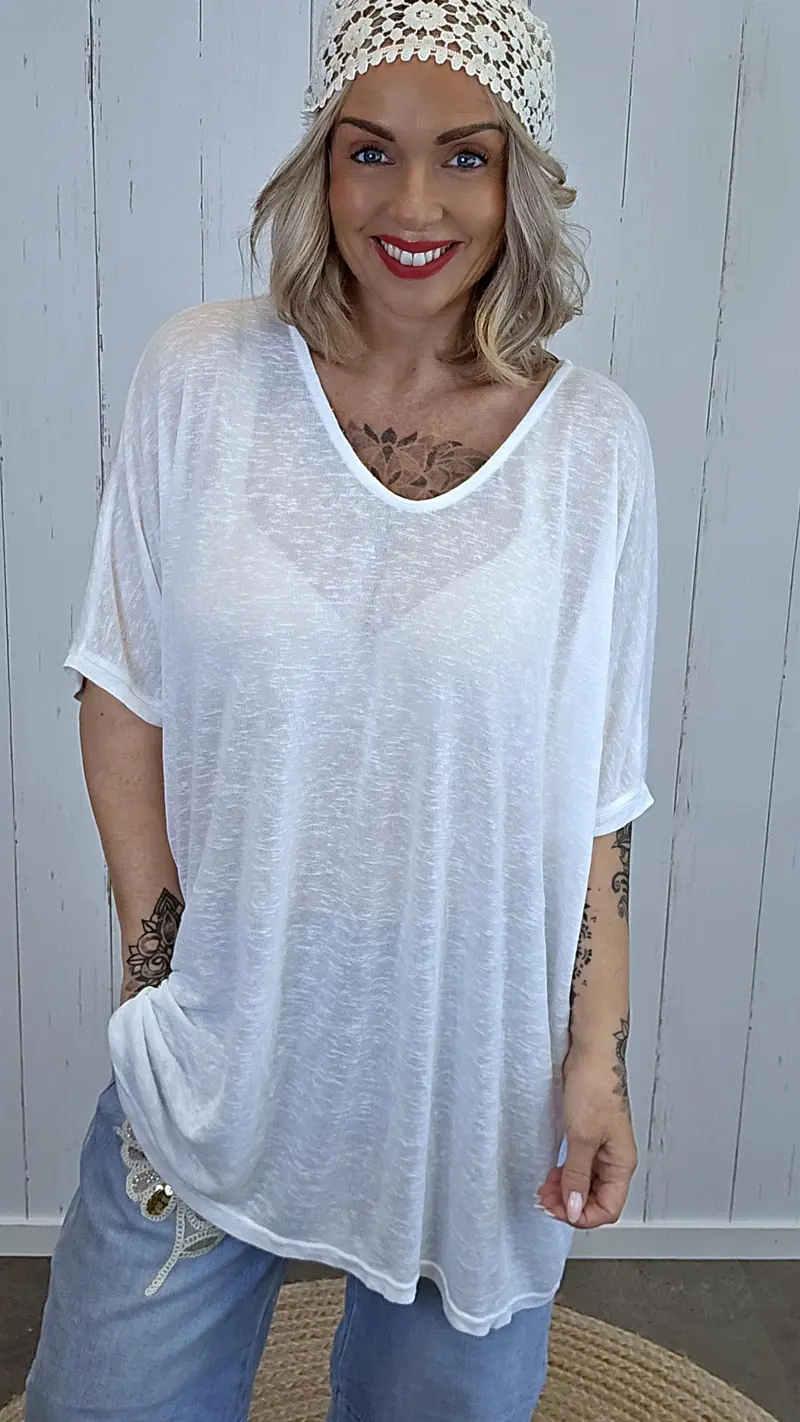 Catty oversized topp Hvit