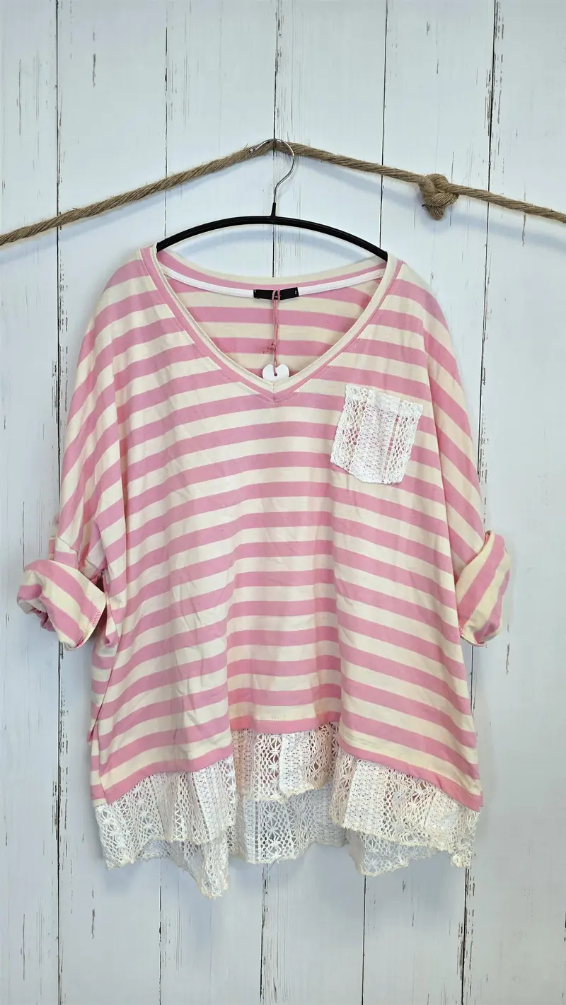 Cecilie stripet topp rosa