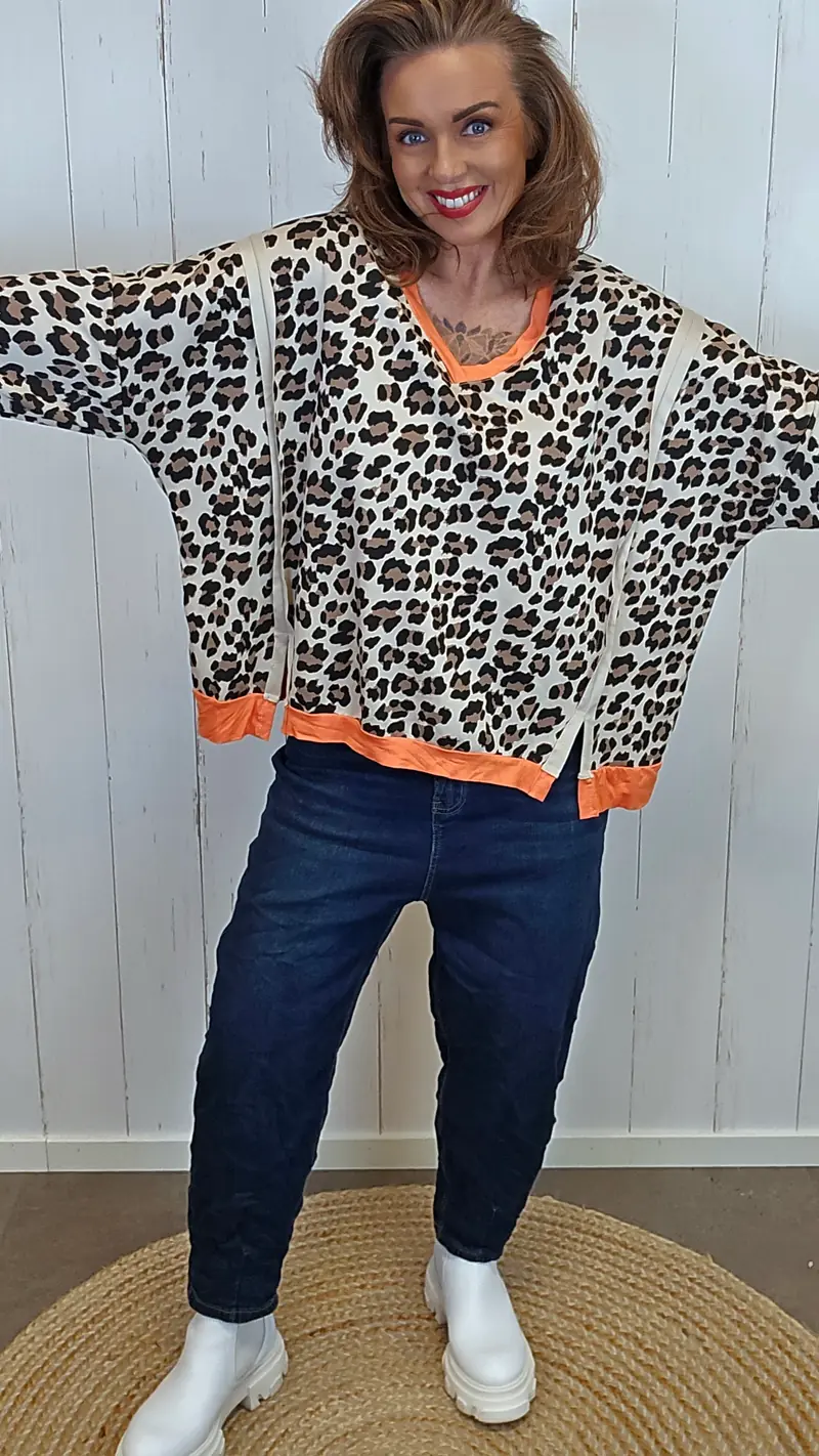 Celine leopardgenser oransje