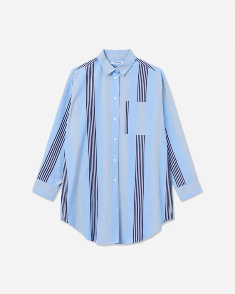 Charlene Poplin Stripe Shirt - Light Blue