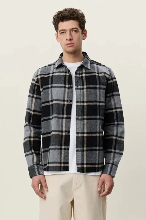 Check Flannel Shirt Grey Melange