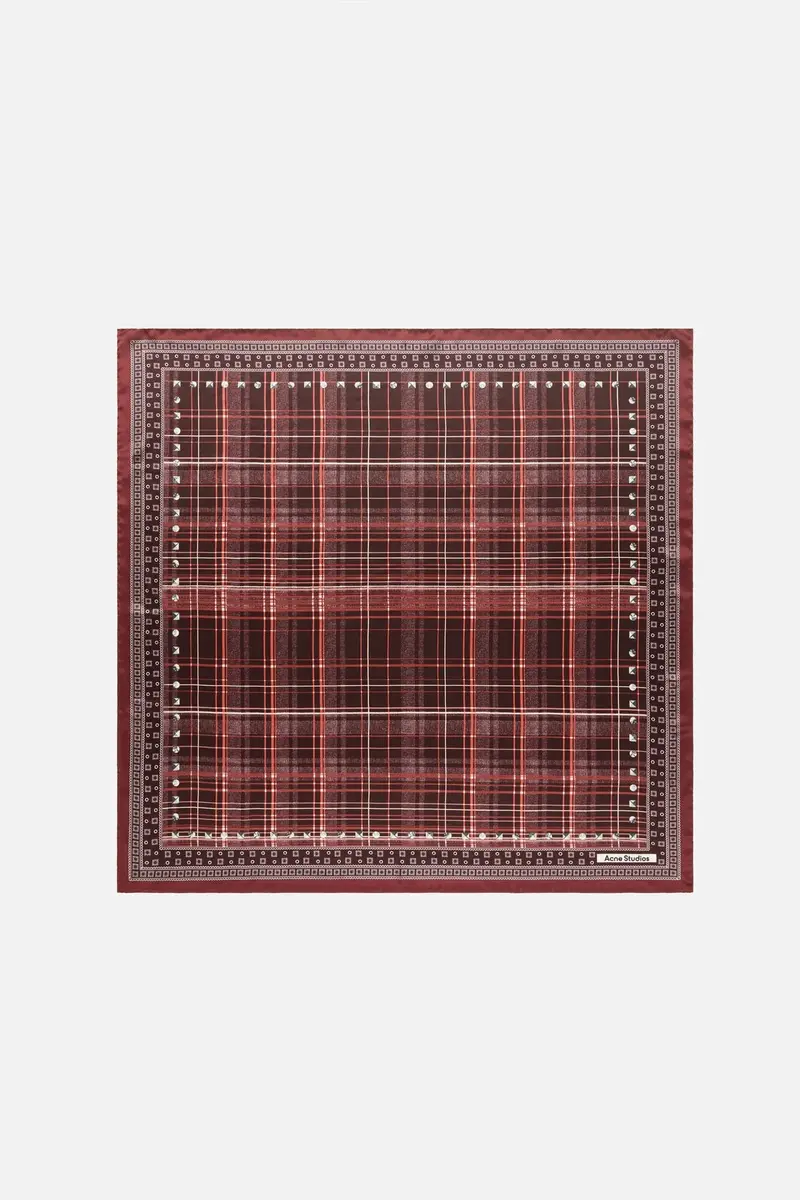 Checkered Silk Scarf Burgundy/Brown