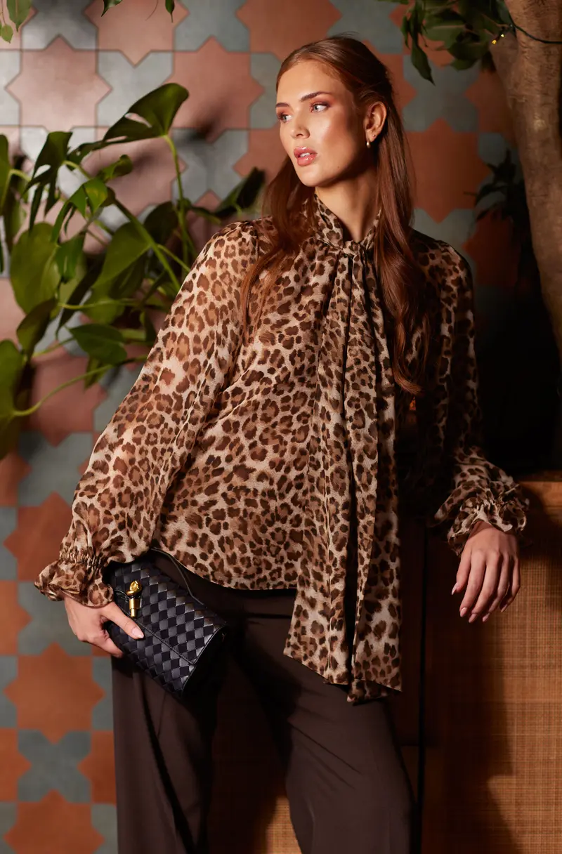 Chiffon bow blouse Animal